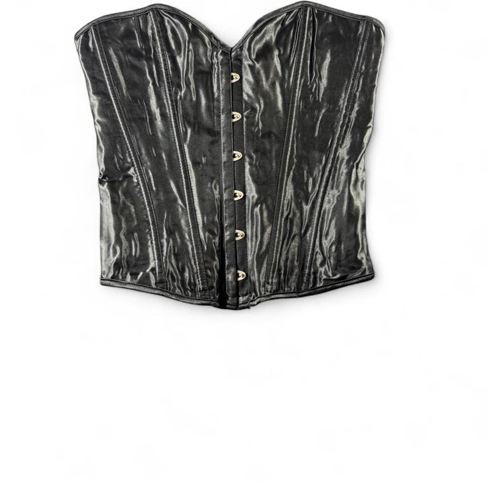 Goth Black satin bustier corset top